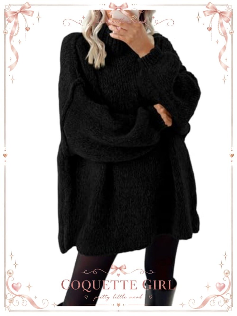 Oversized Mock Neck Knit Pullover Sweater Long Sleeve Loose Fit